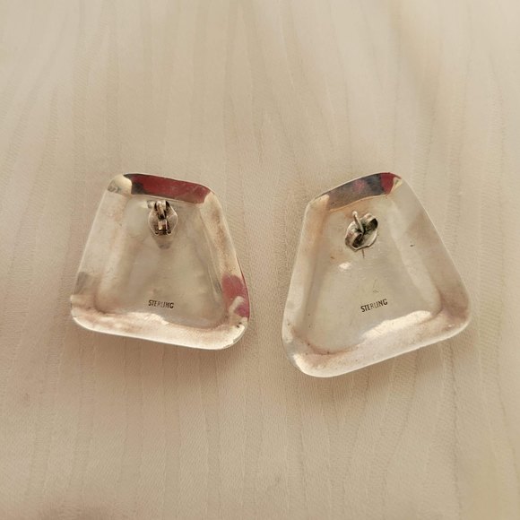 New Mexico Turquoise Earrings In Sterling Silver - Picture 2 of 8